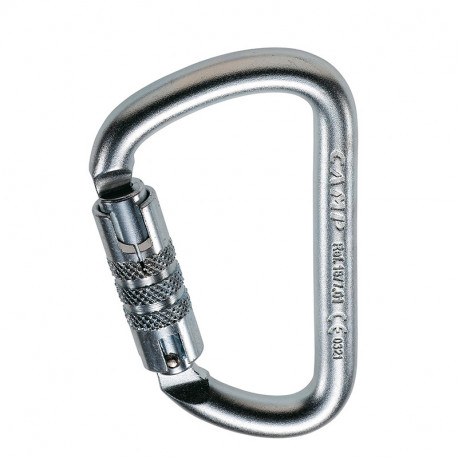 Karabína CAMP 187701 STEEL D PRO 2 LOCK silver